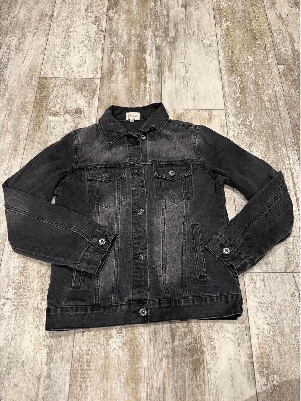 Wishlist Black Denim Jacket Women’s M Faded Trucker Grunge